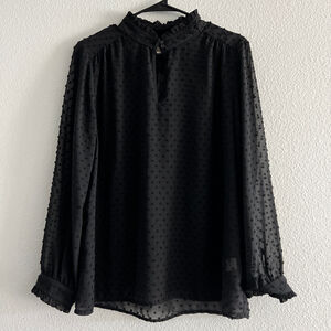 J Crew Shirt Womens Size 14 Sheer Black Dotted